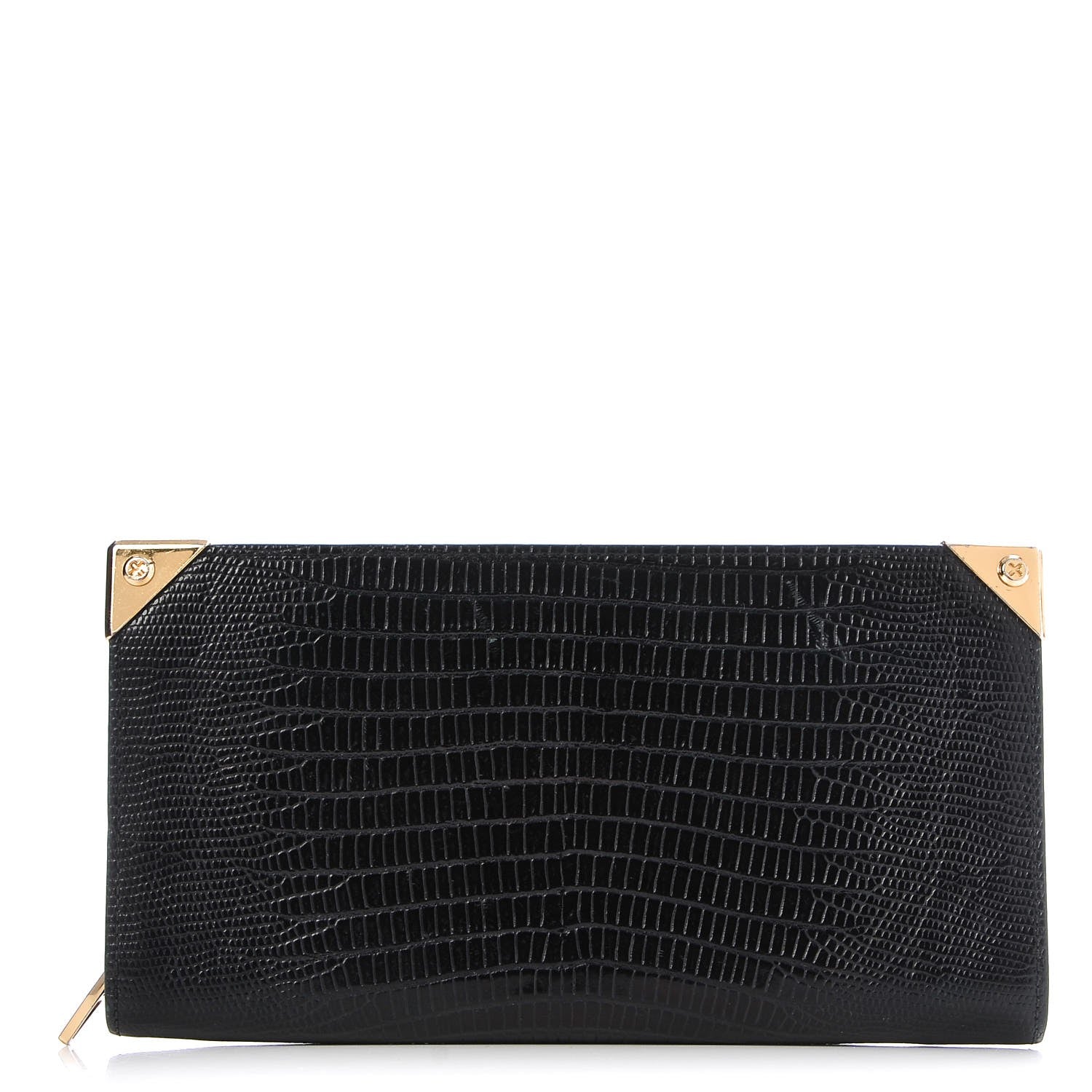 Alexander Wang Lizard Calfskin Embossed Prisma Biker Wallet Black 1 of 13
