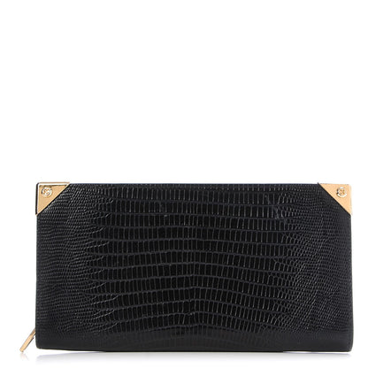 Alexander Wang Lizard Calfskin Embossed Prisma Biker Wallet Black 1 of 13