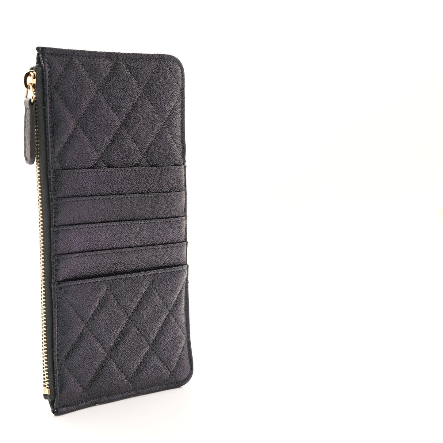 Iridescent Caviar Quilted Classic iPhone Pouch Black