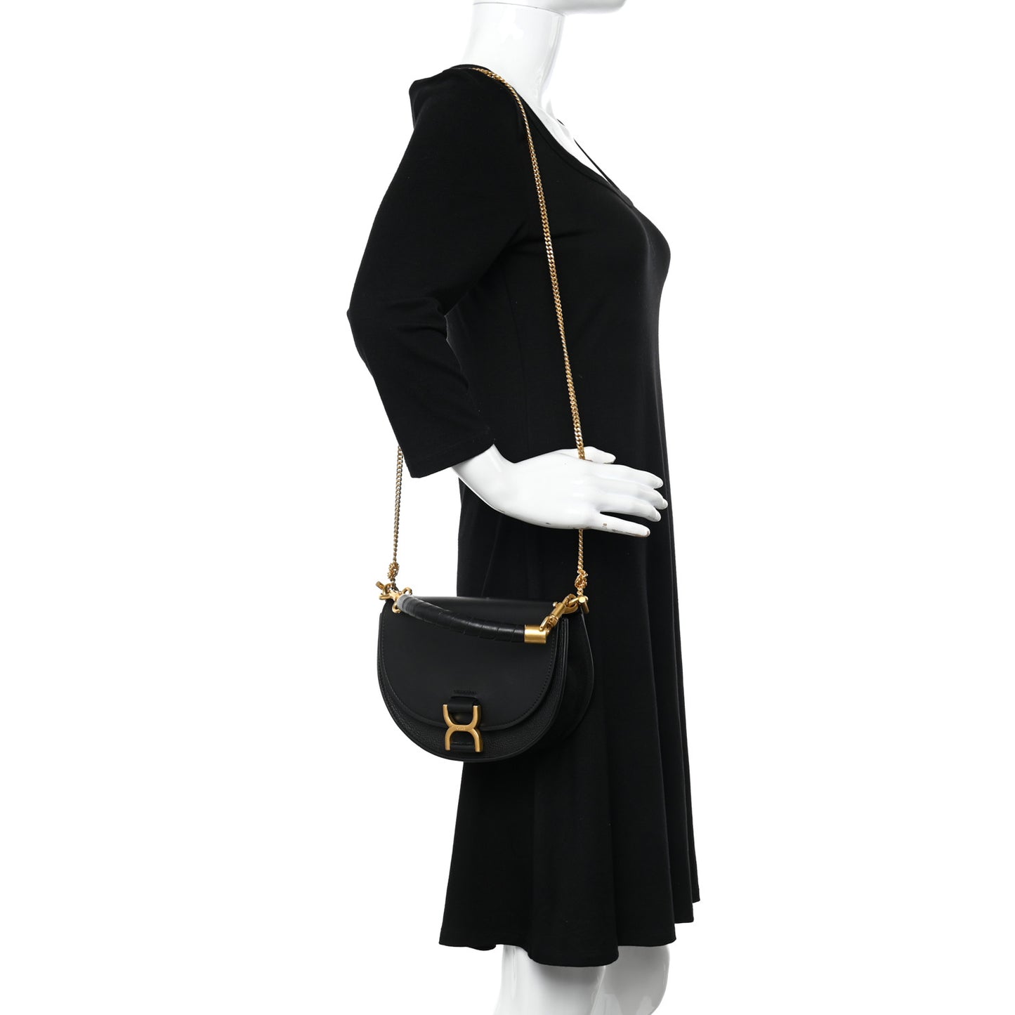 Calfskin Marcie Chain Flap Bag Black