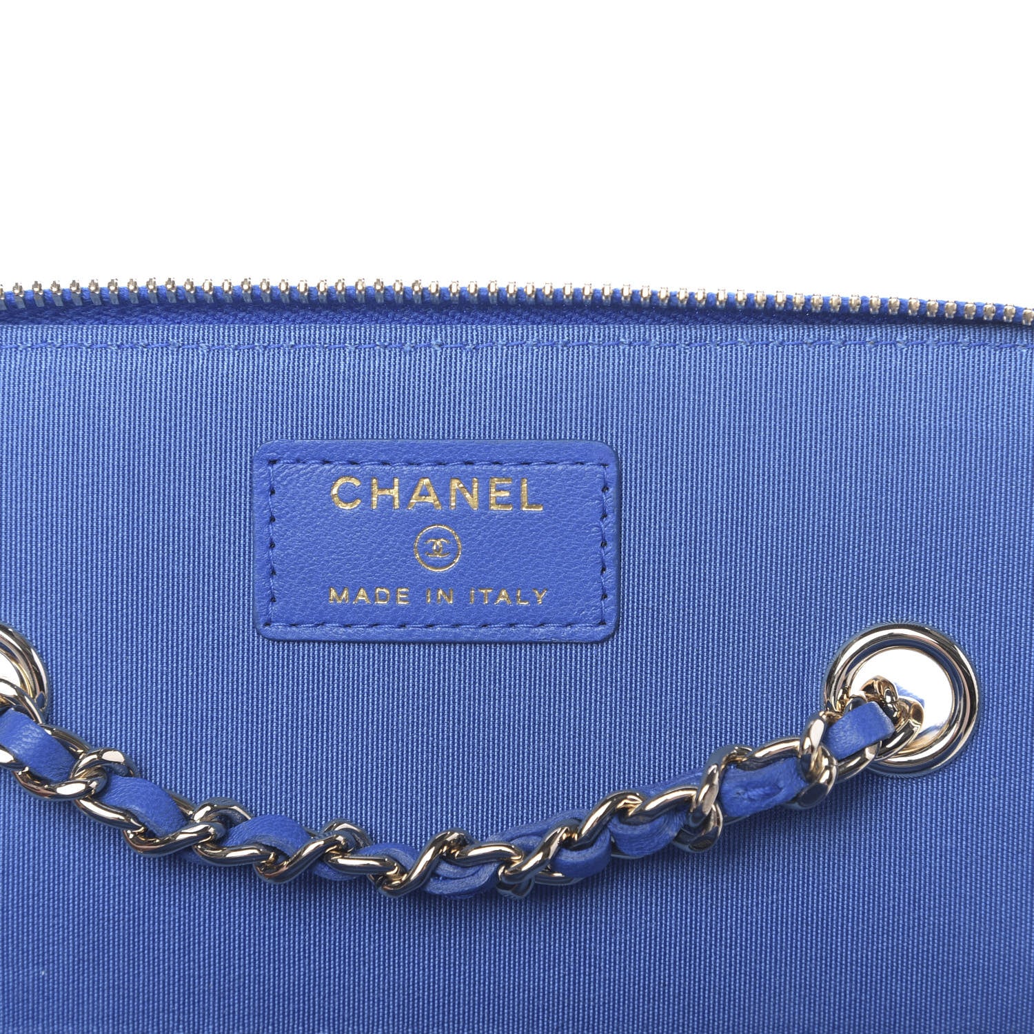 Chanel Raffia Jute Striped Small Vanity Case With Chain Blue Beige 6 of 10