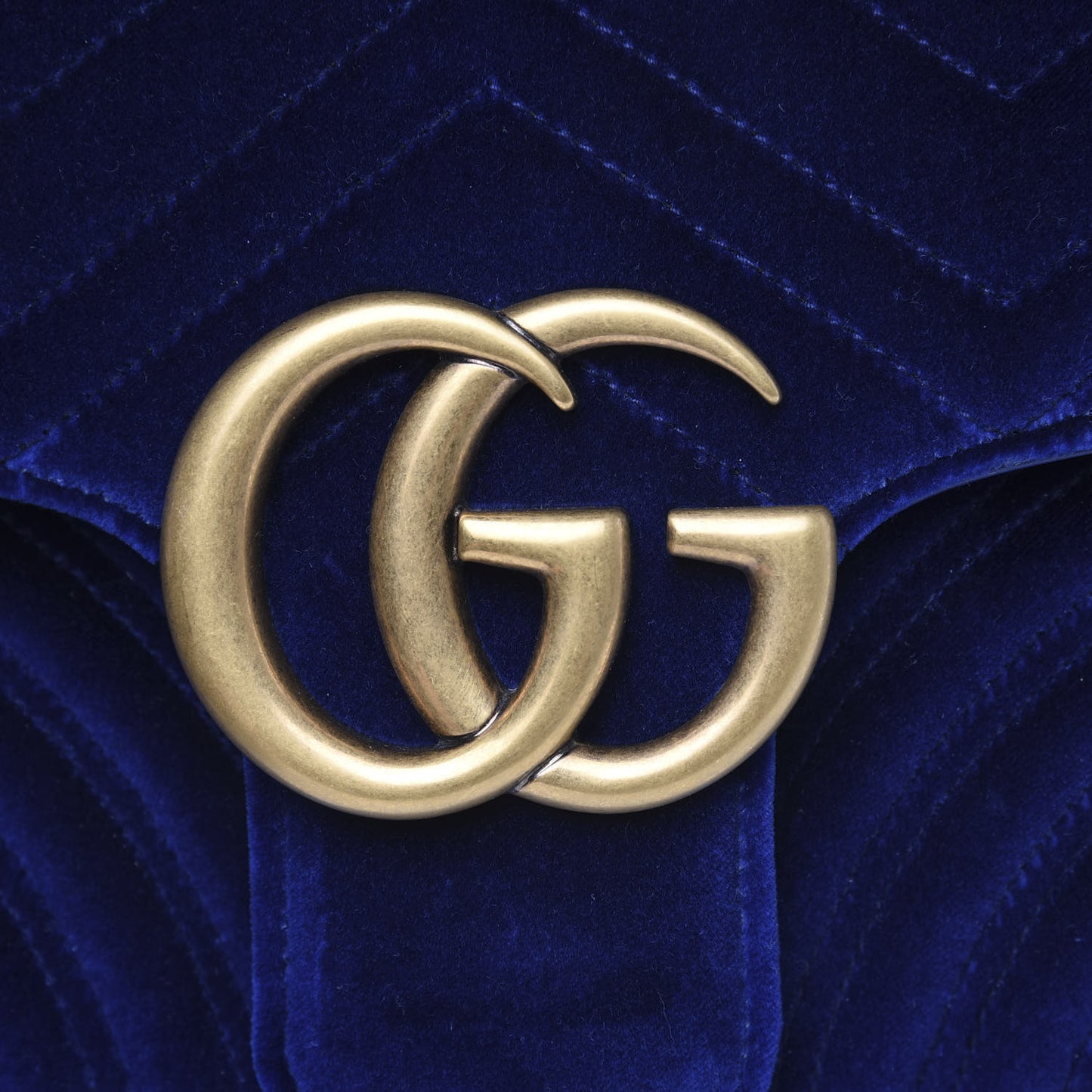 Velvet Matelasse Medium GG Marmont Shoulder Bag Cobalt Blue