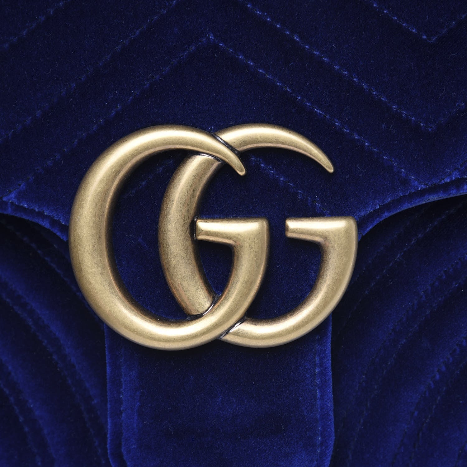 Gucci Velvet Matelasse Medium GG Marmont Shoulder Bag Cobalt Blue 10 of 11