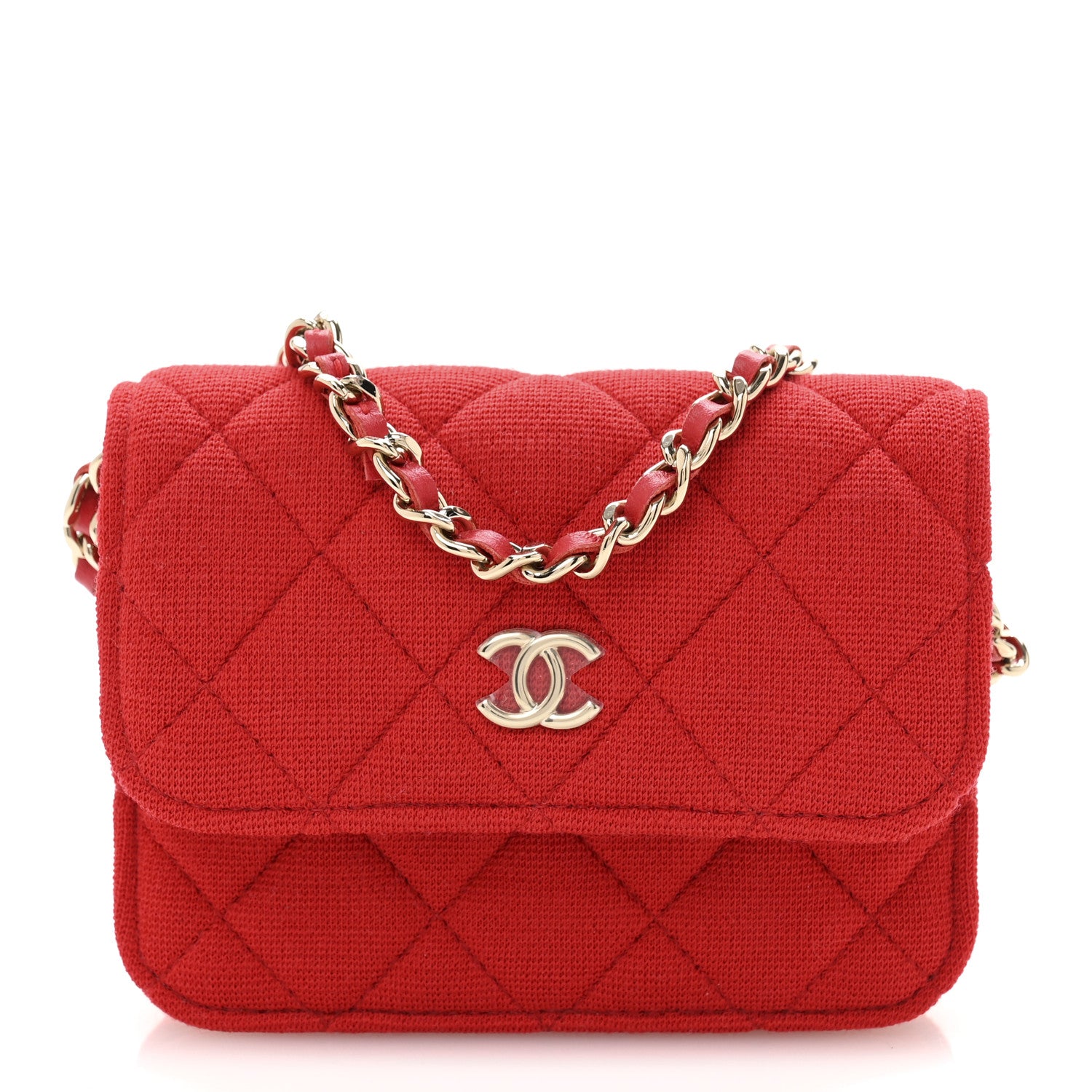 Chanel Jersey Quilted Micro Mini Flap Red 1 of 10