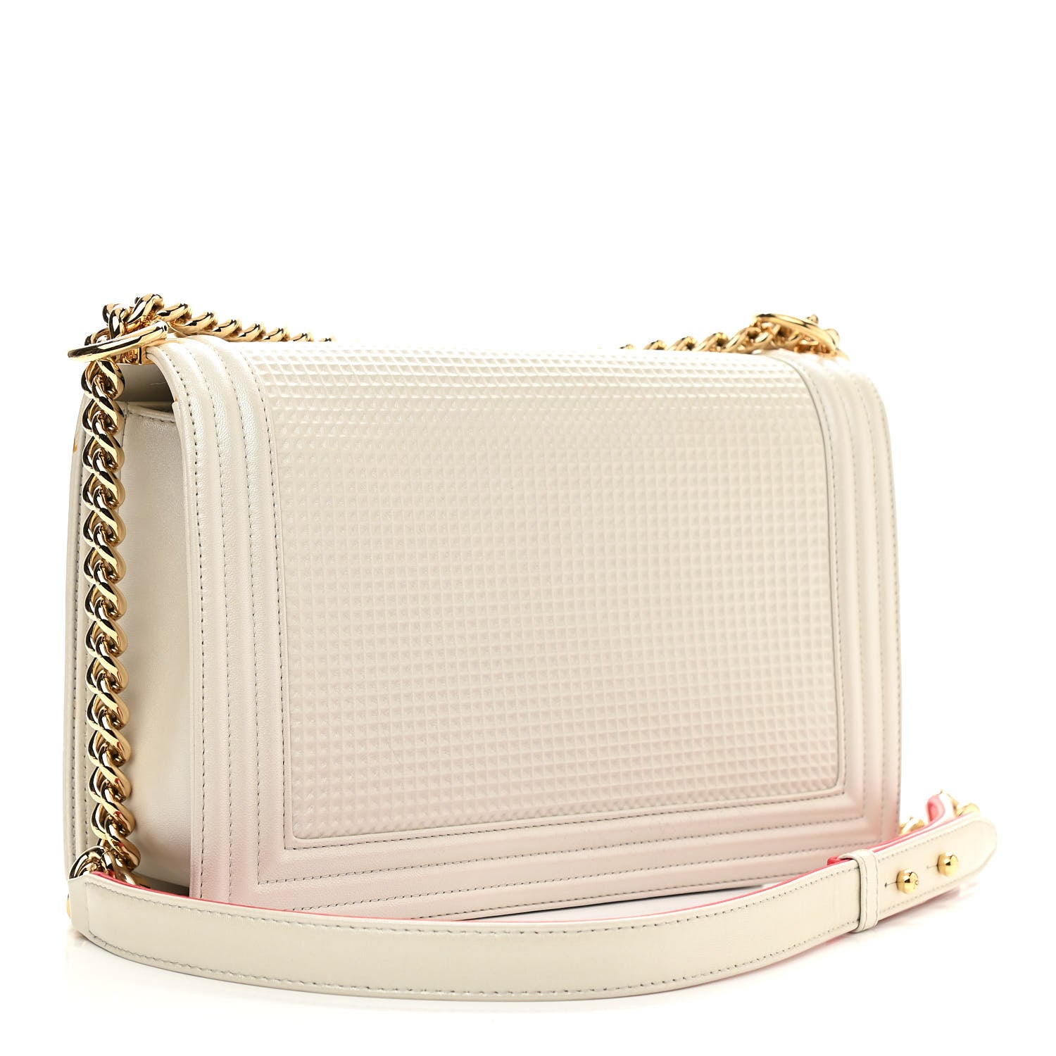 Chanel Lambskin Embossed New Medium Boy Cube Flap White 3 of 15