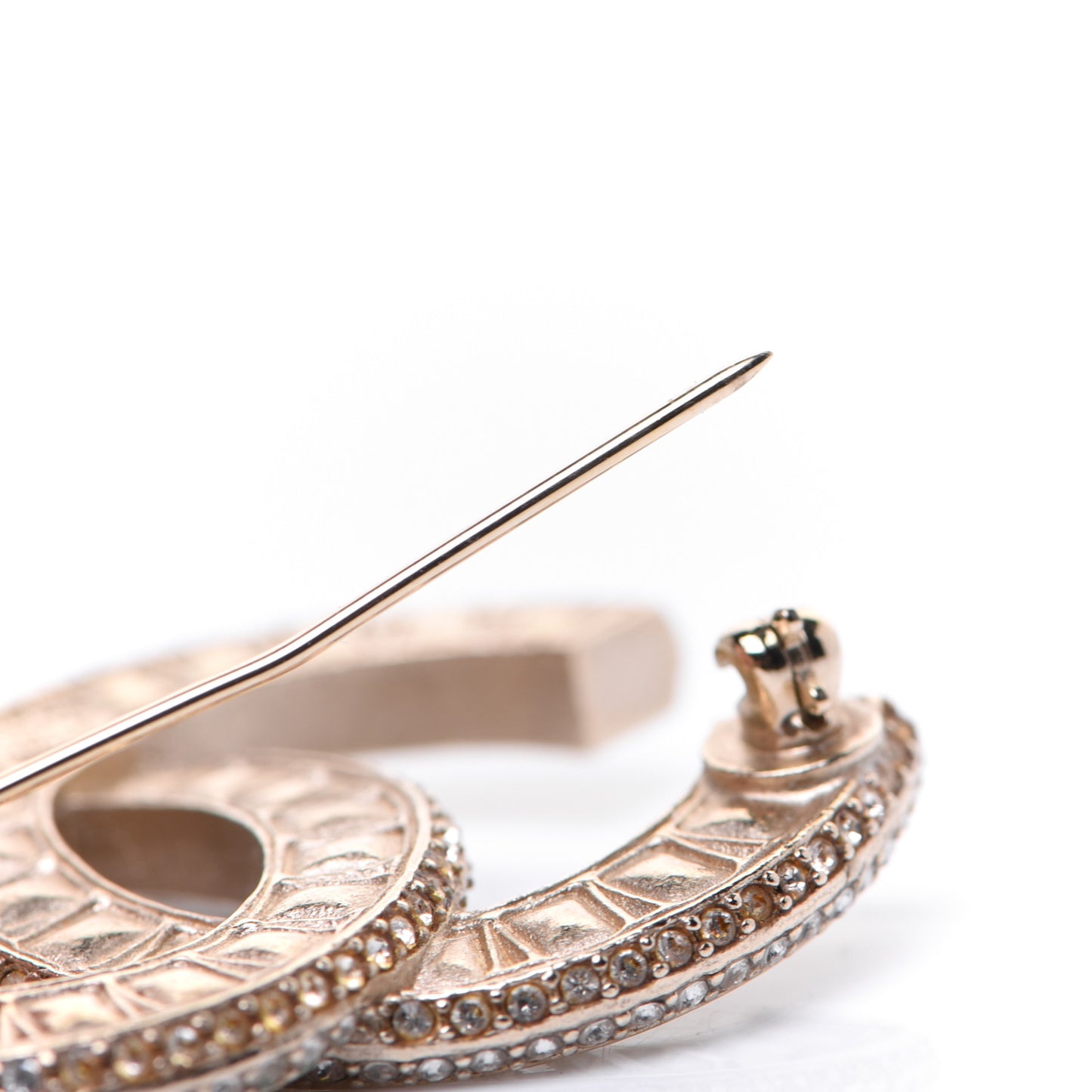 Baguette Crystal CC Brooch Gold