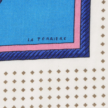 Hermes Cashmere Silk Les Voitures A Transformation Shawl 140 Bleu Azur Rose Blanc 4 of 5