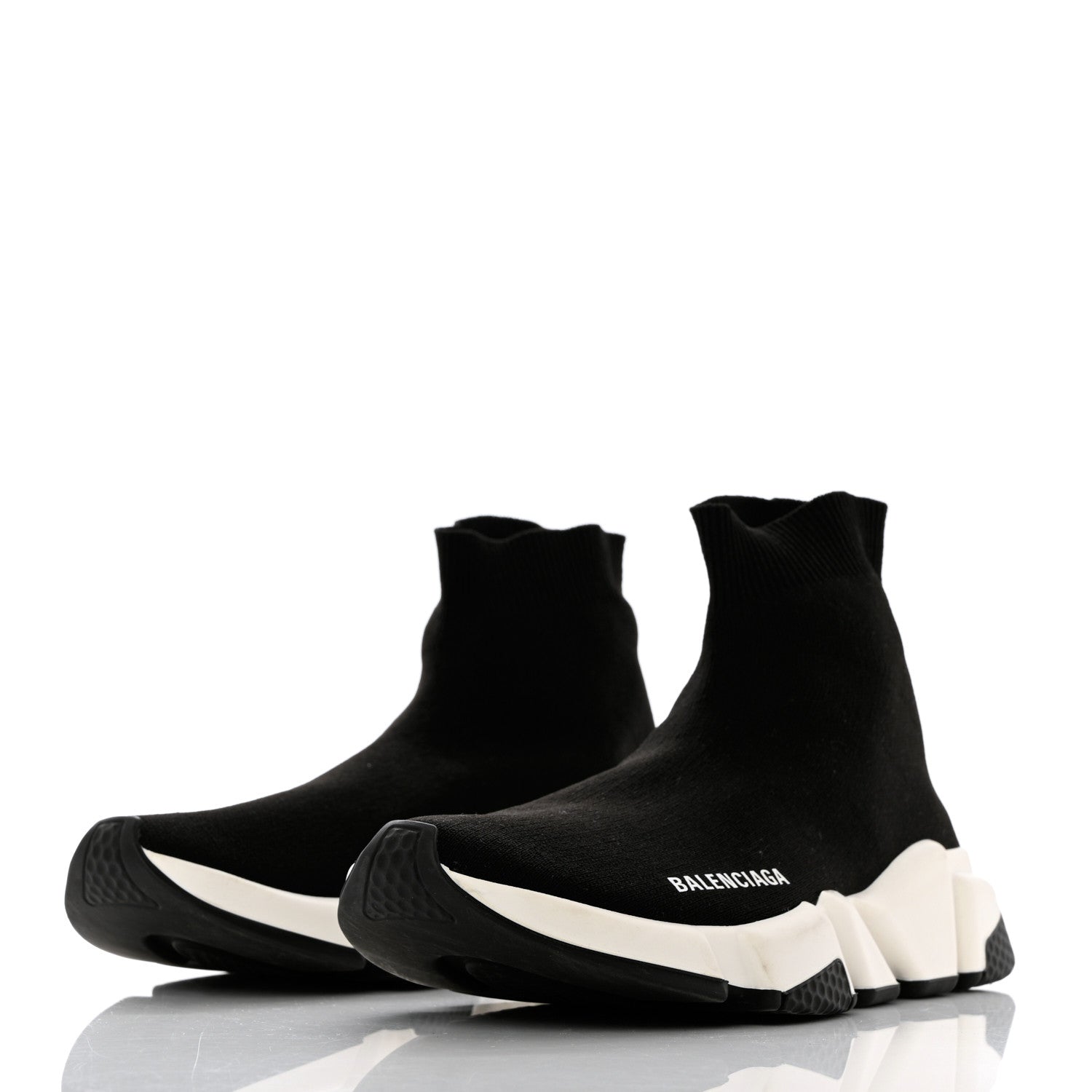Balenciaga Knit Womens Speed Sneakers 39 Black White 3 of 10