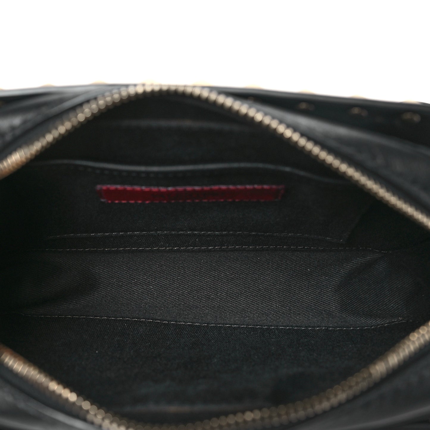 Grained Calfskin Rockstud Flip Lock Camera Crossbody Bag Black