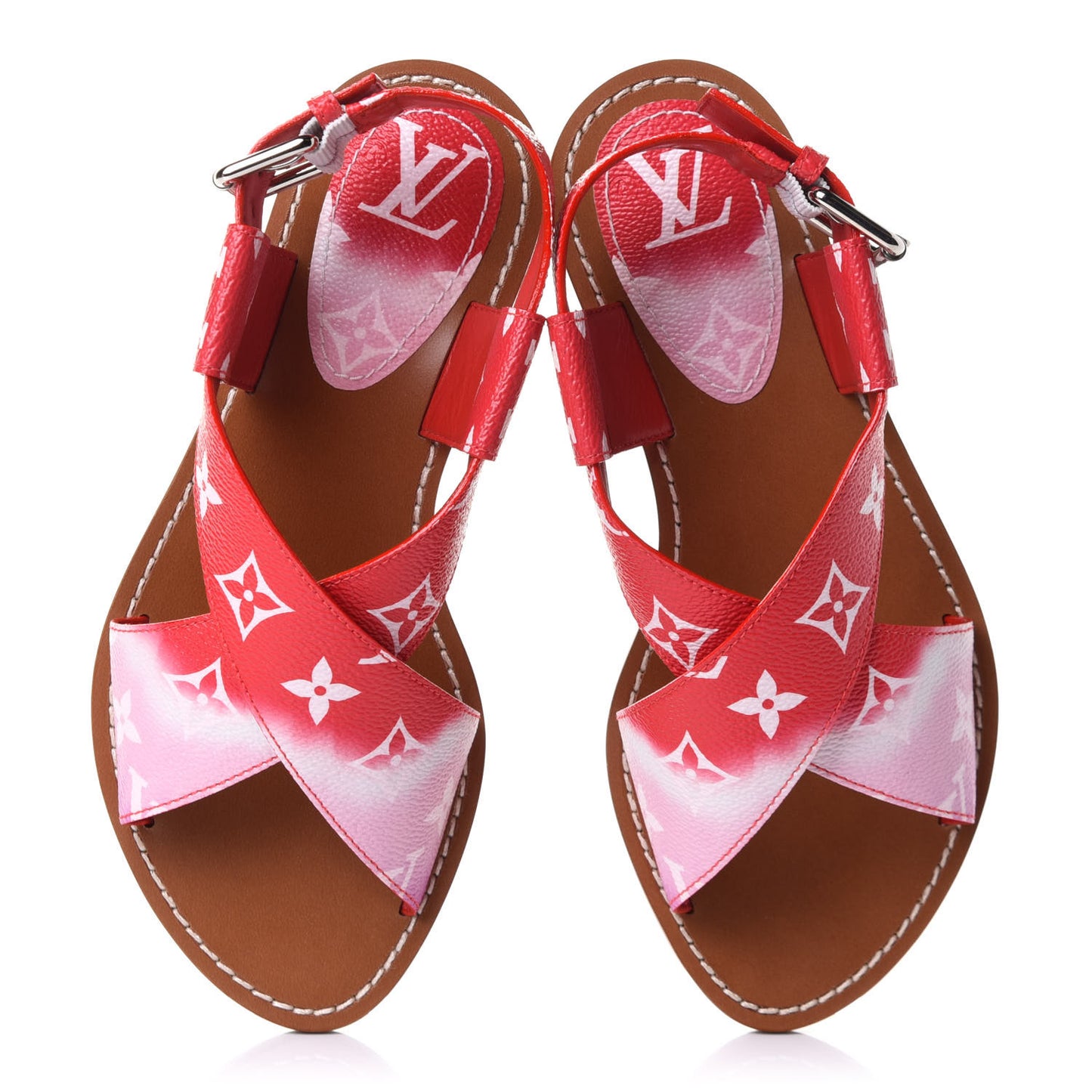 Monogram Escale Palma Flat Sandals 36 Rouge