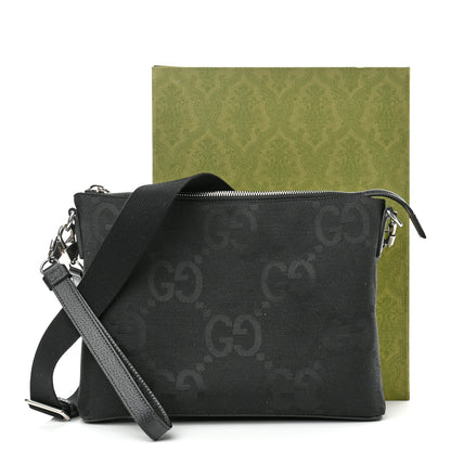 Gucci Monogram Jumbo GG Textured Dollar Calfskin Wristlet Messenger Bag Black 11 of 11