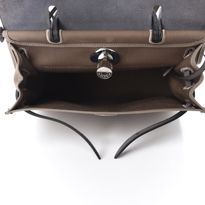 Hermes Vache Hunter Toile Herbag Zip 31 PM Etoupe Bleu Saphir 6 of 11