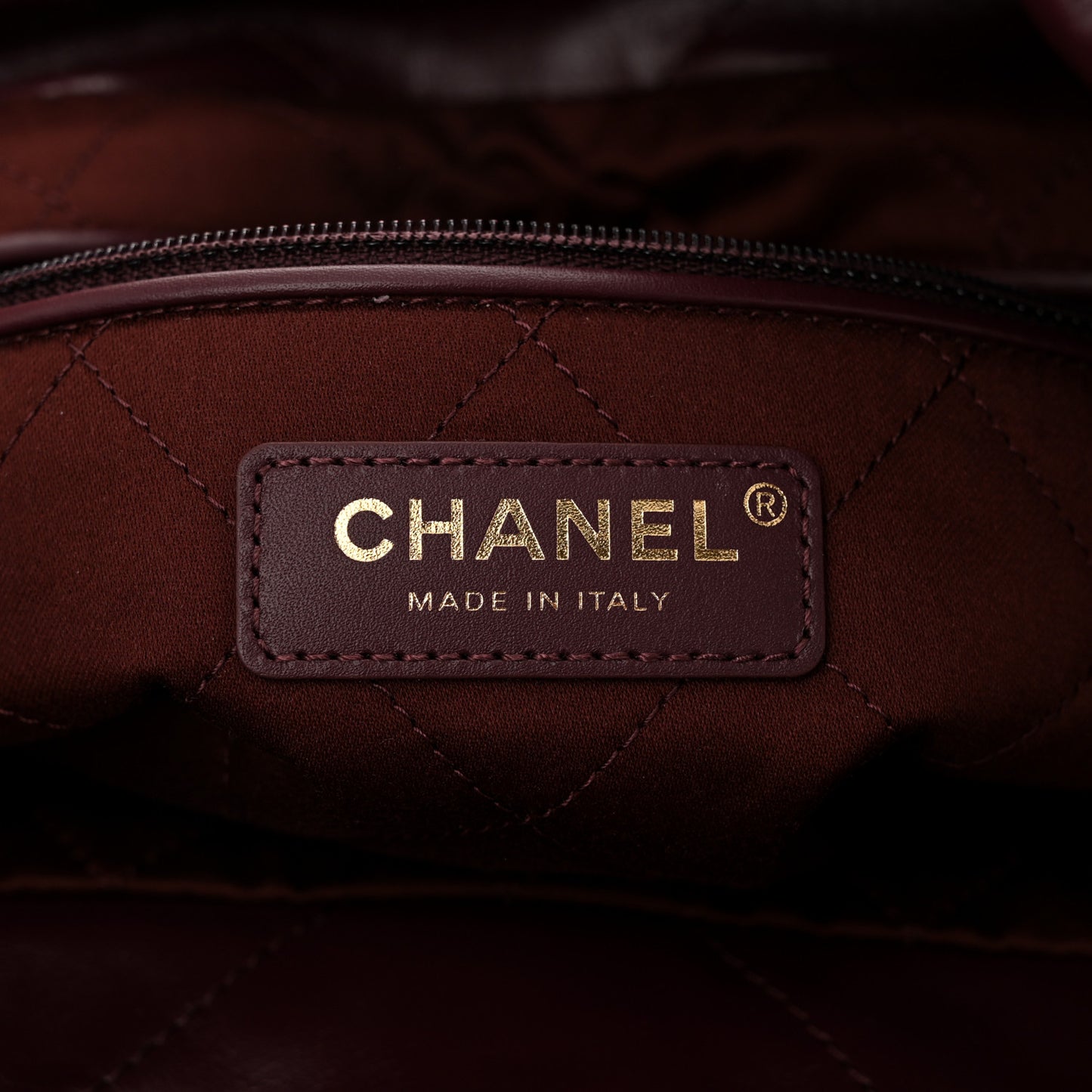 Shiny Calfskin Quilted Small Chanel 22 Dark Burgundy