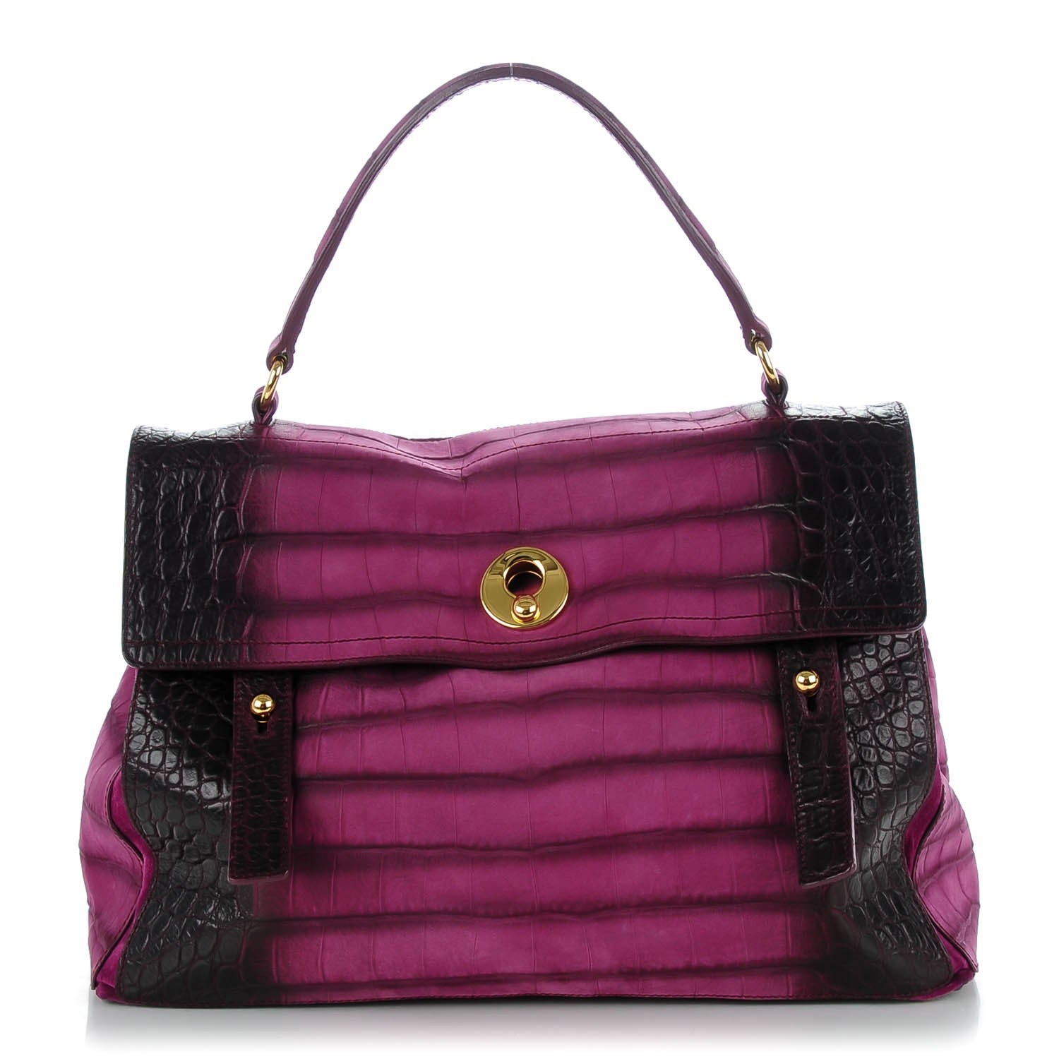 Saint Laurent Nubuck Crocodile Embossed Large Muse Two Purple 1 of 7