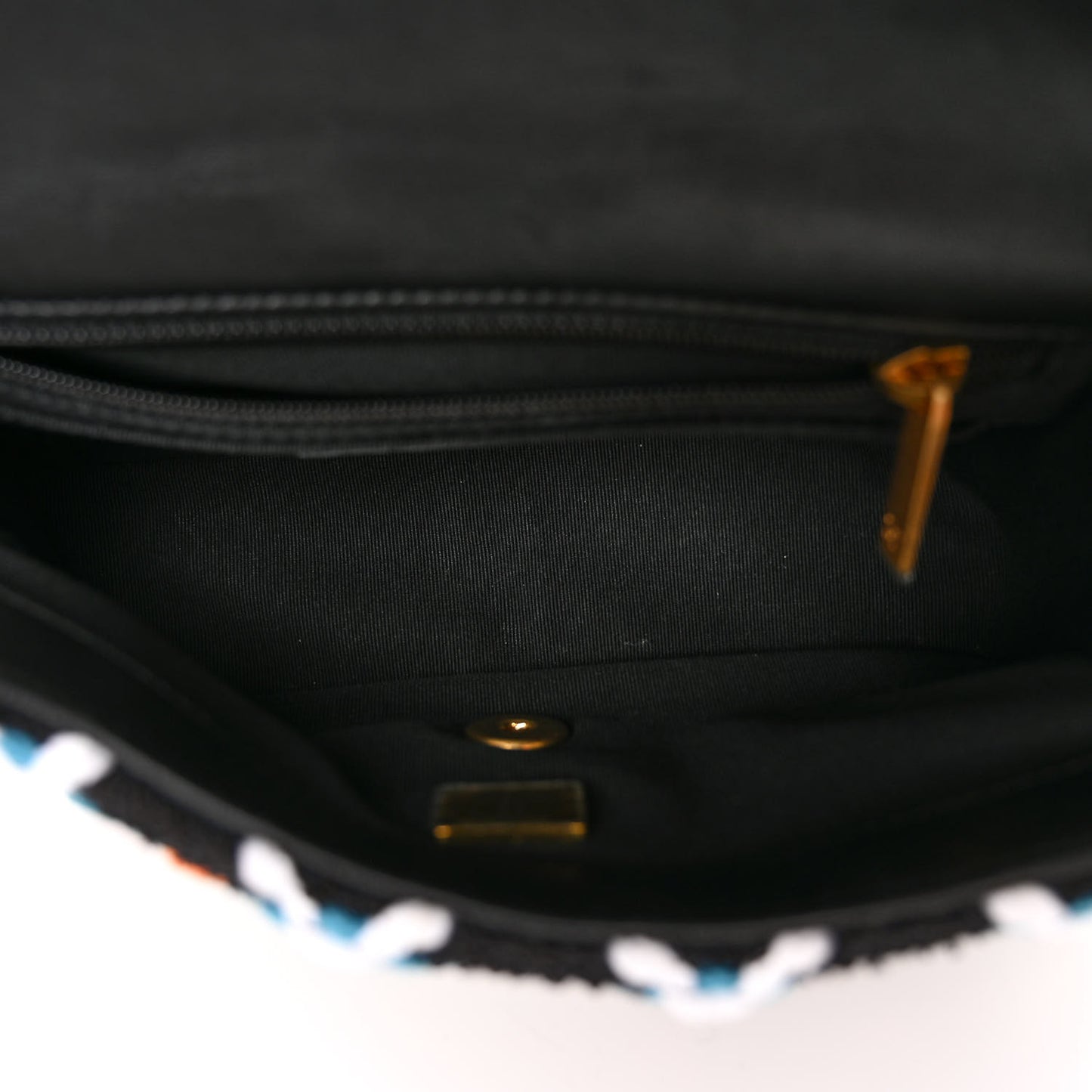 Tweed Diamond Threaded Mini Rectangular Pearl Crush Flap Black Multicolor
