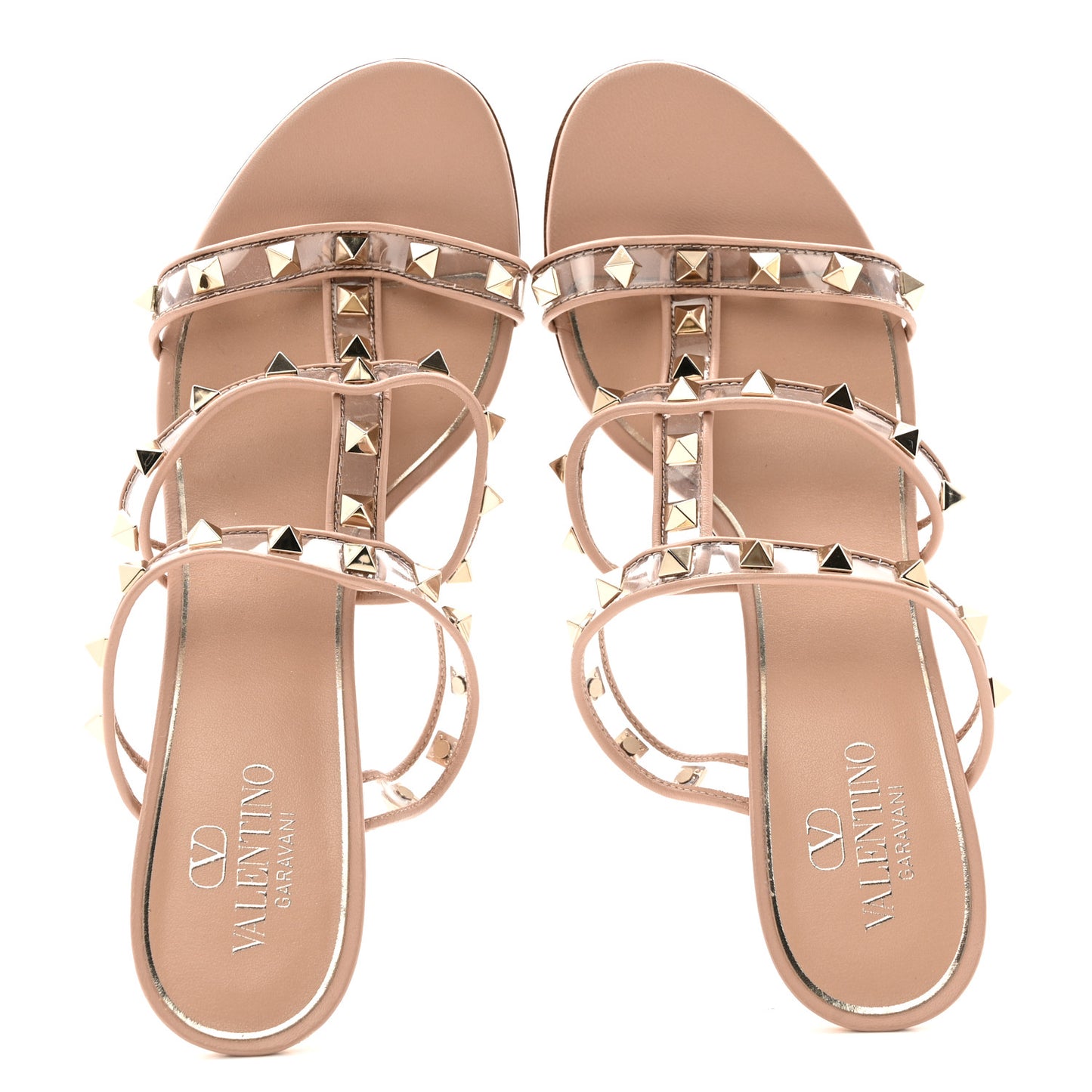 Nappa Rockstud PVC 60mm Caged Slide Sandals 38 Poudre