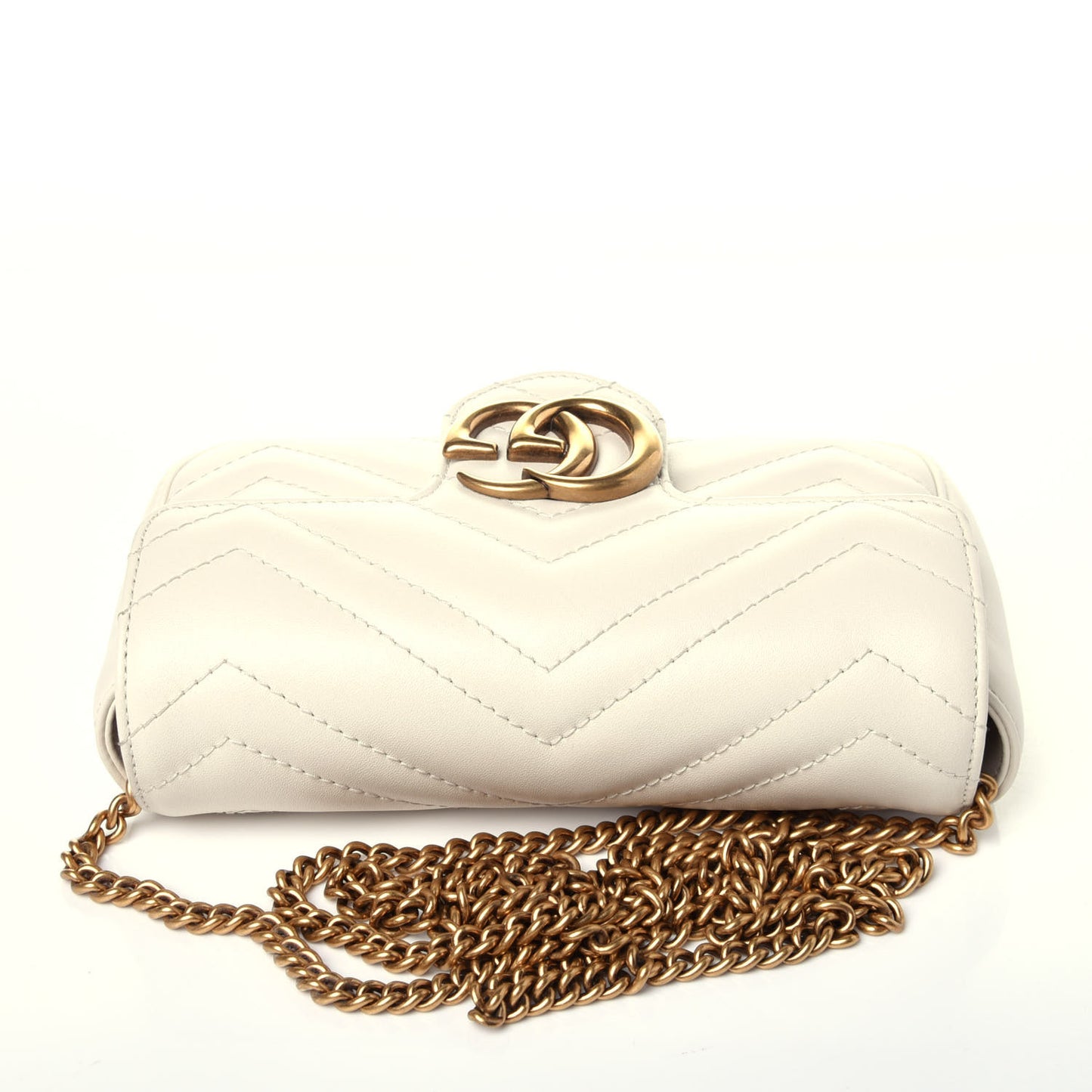 Calfskin Matelasse Super Mini GG Marmont Shoulder Bag White