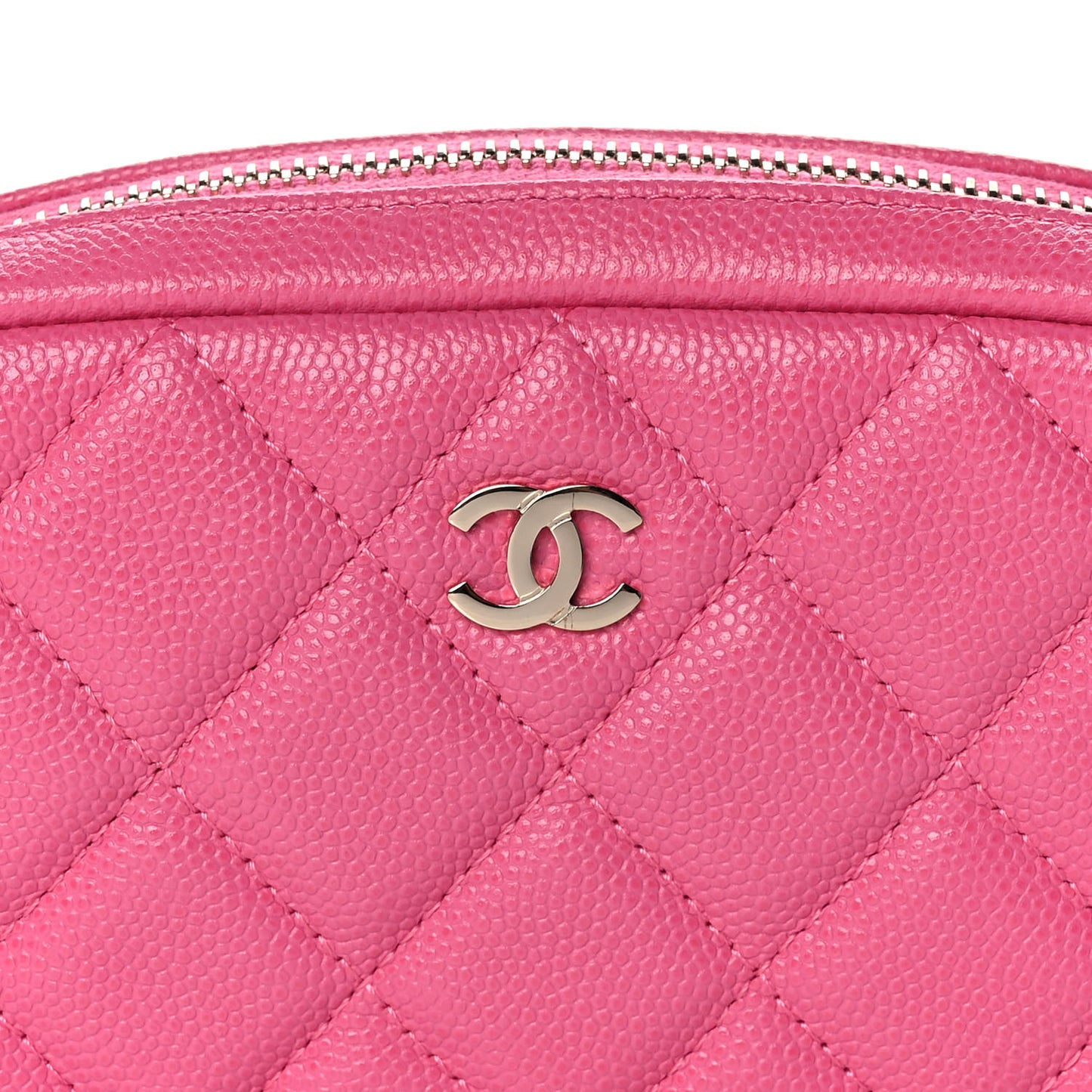 Caviar Quilted Small Curvy Pouch Cosmetic Case Pink