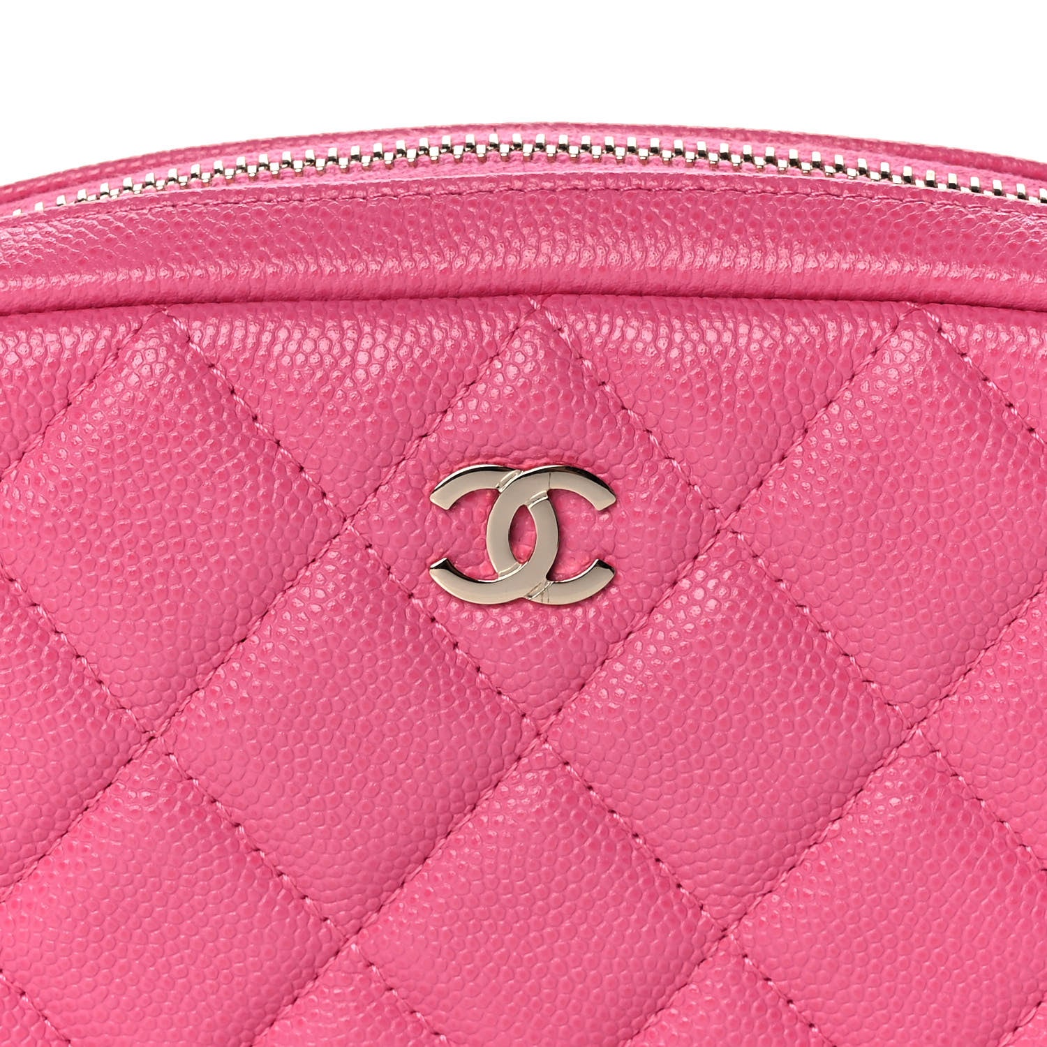 Chanel Caviar Quilted Small Curvy Pouch Cosmetic Case Pink 8 of 11