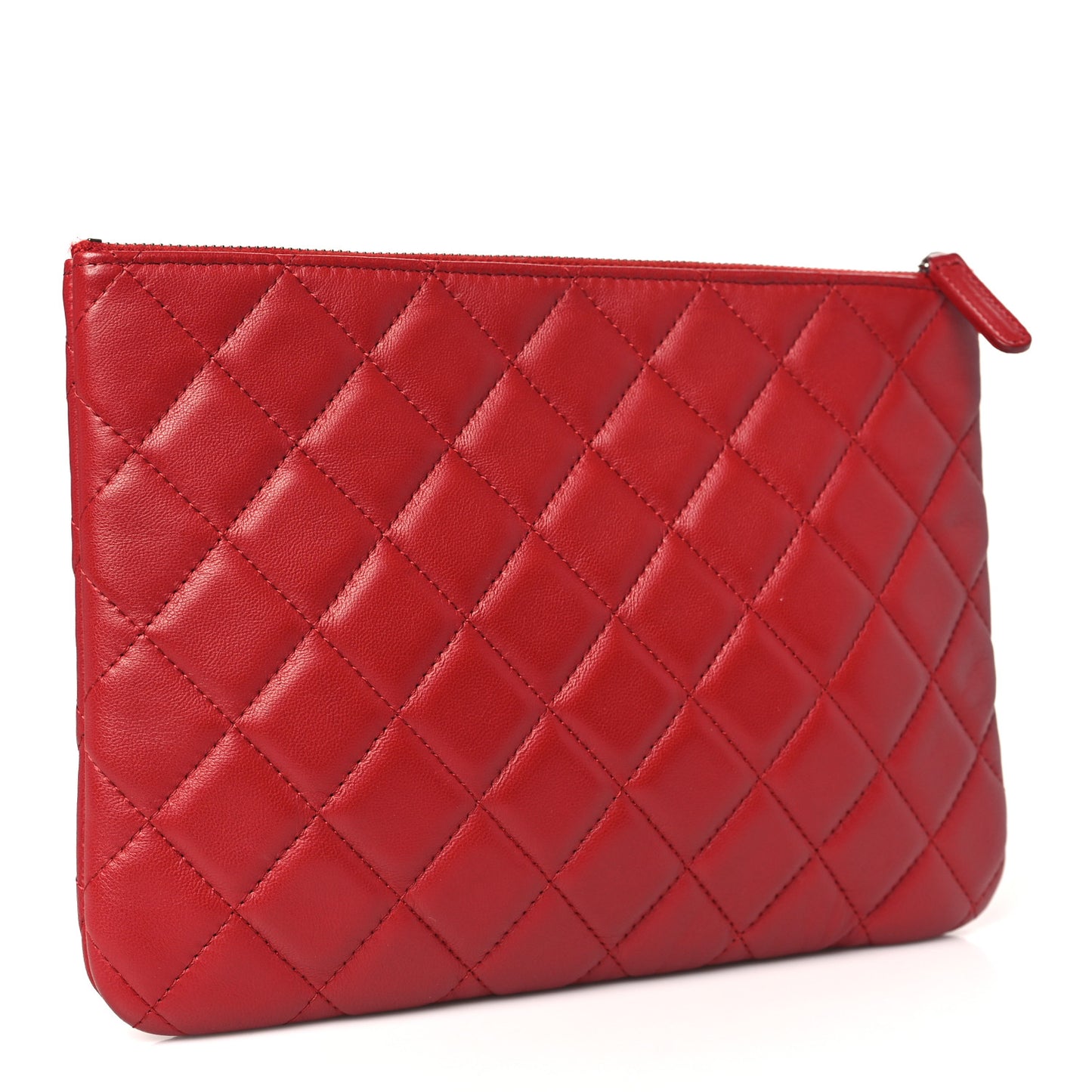 Lambskin Quilted Medium Cosmetic Case Red