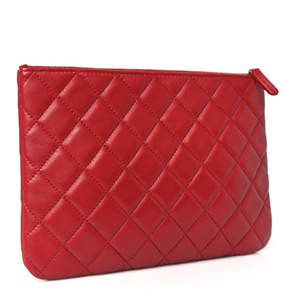 Chanel Lambskin Quilted Medium Cosmetic Case Red 3 of 10