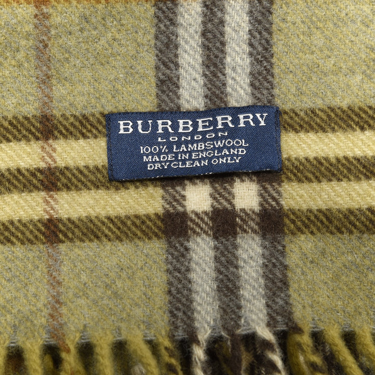 Lambswool Check Fringe Scarf Green