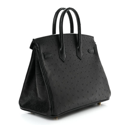 Hermes Ostrich Birkin 25 Black 3 of 14