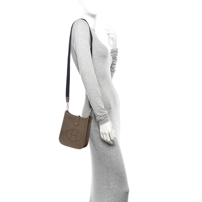 Hermes Taurillon Clemence Amazone Evelyne TPM Etoupe Bleu Indigo 2 of 11