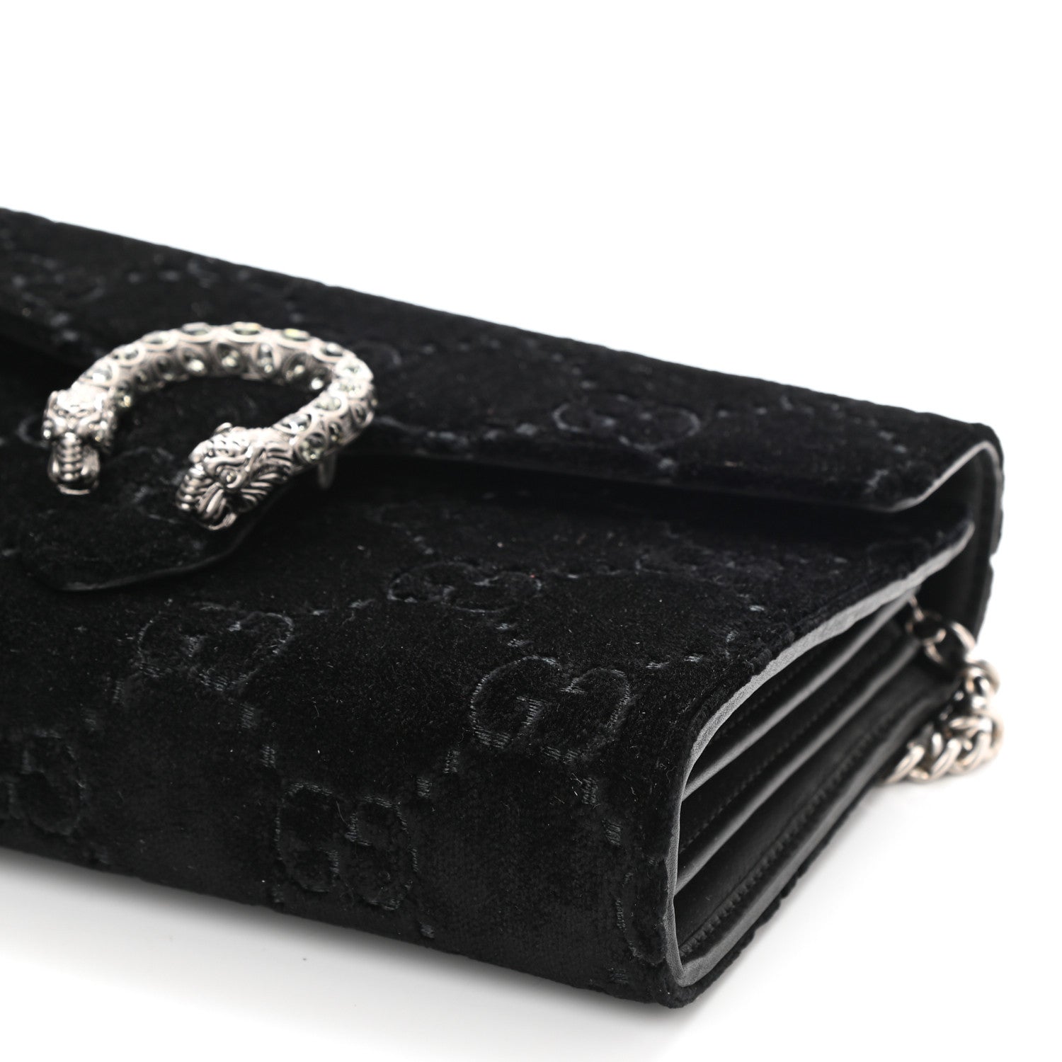 Gucci Velvet GG Monogram Mini Dionysus Chain Wallet Black 8 of 8