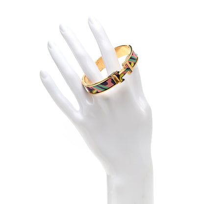 Hermes Enamel Printed Le Chat Carre Narrow Clic Clac H Bracelet PM Tropique 2 of 4