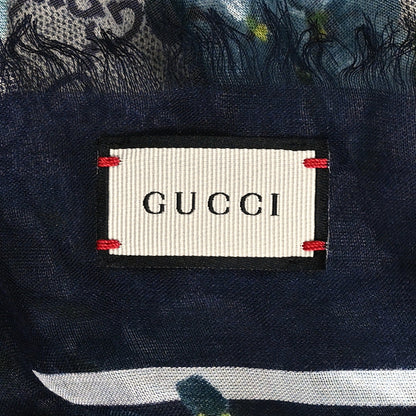 Gucci Modal Silk Monogram New Bloom GG Square Scarf Midnight Blue Sky Blue 4 of 4