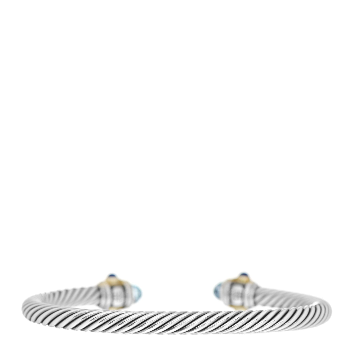 David Yurman Sterling Silver 14K Yellow Gold Blue Topaz Lapis Lazuli 5mm Cable Renaissance Bracelet 3 of 4