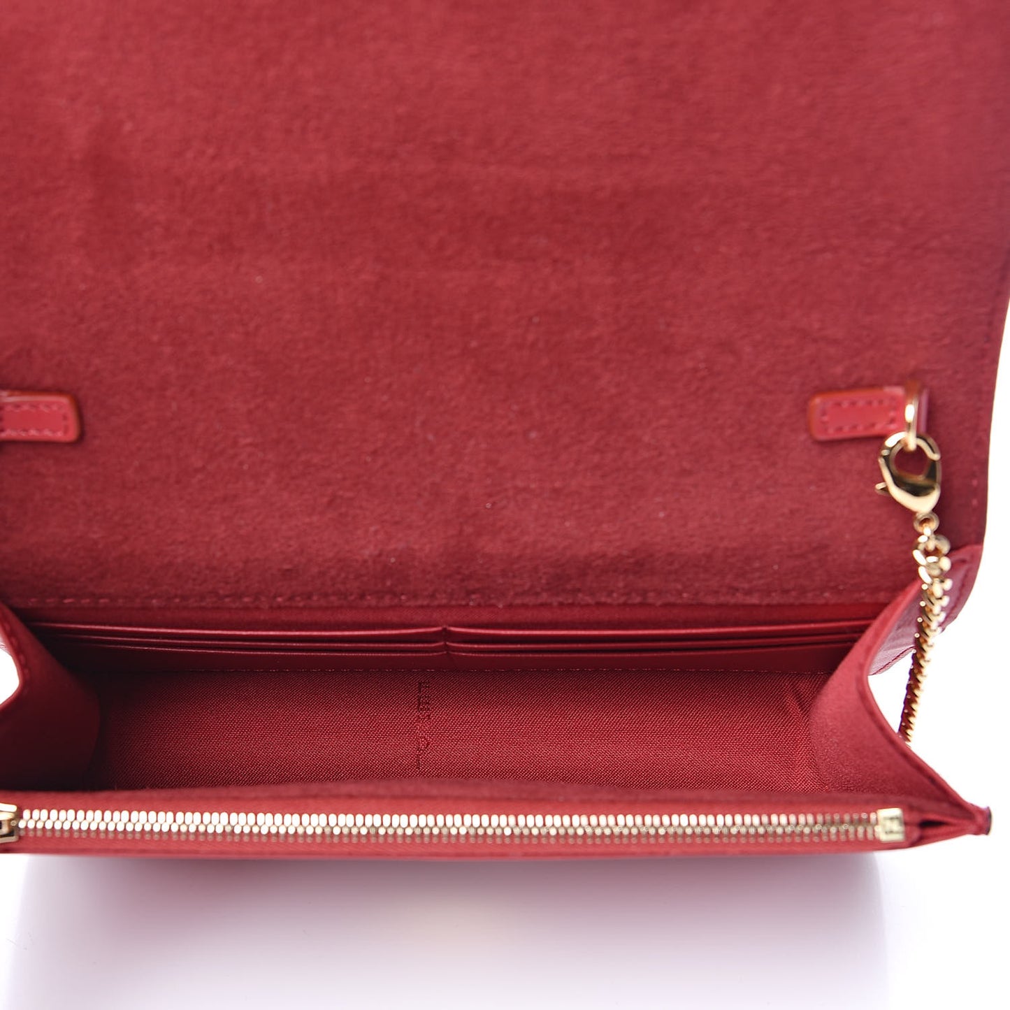 Vitello Century Eyebrow Monster Eyes Embossed Tube Wallet on Chain Fragola