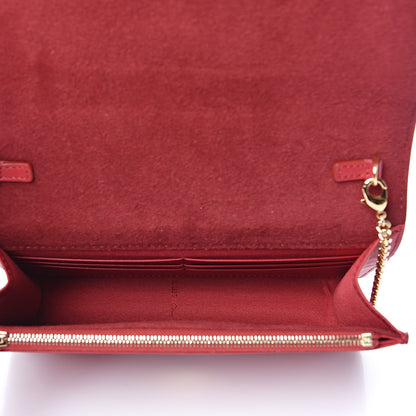 Fendi Vitello Century Eyebrow Monster Eyes Embossed Tube Wallet on Chain Fragola 5 of 10