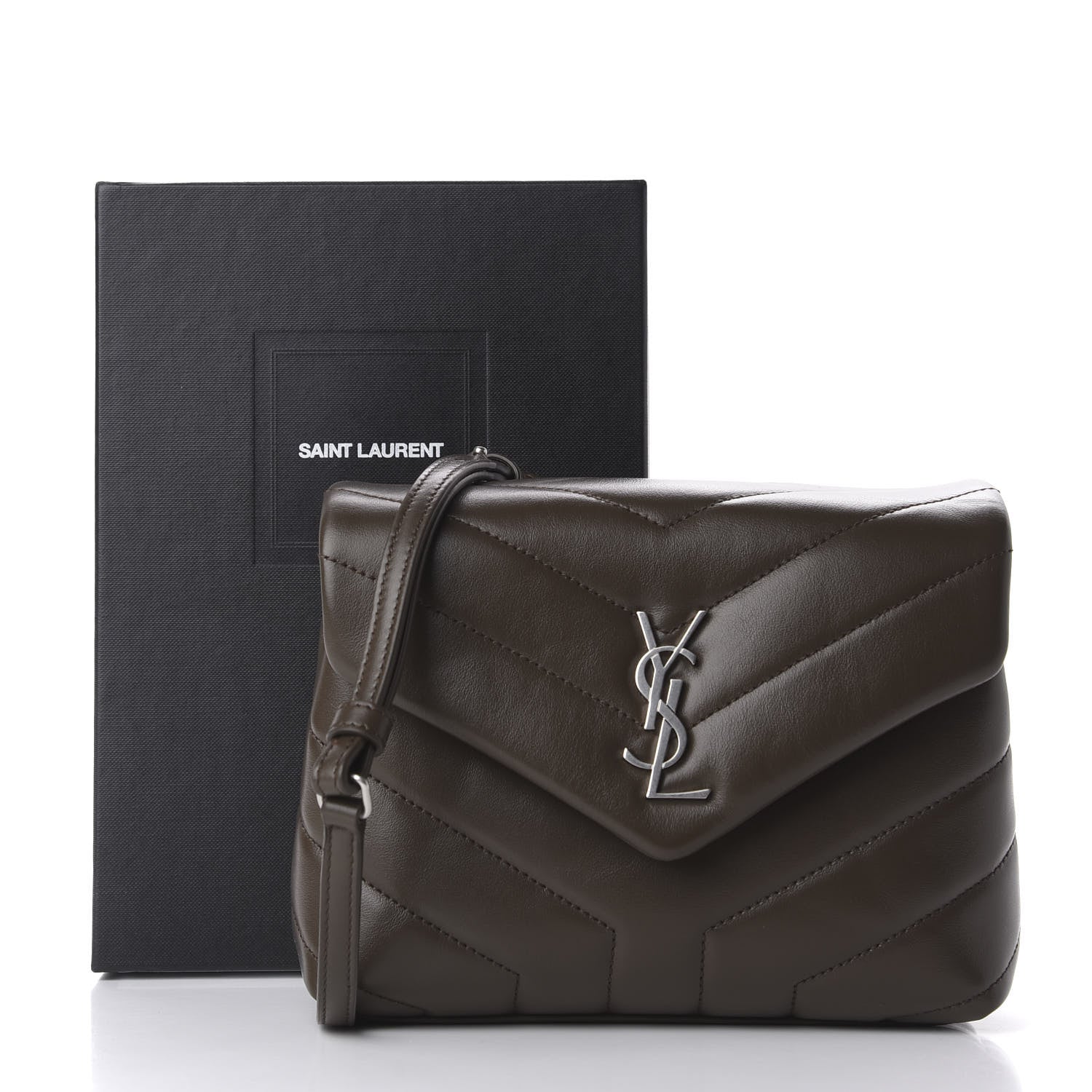 Saint Laurent Calfskin Y Quilted Monogram Toy Loulou Crossbody Bag Faggio 11 of 11