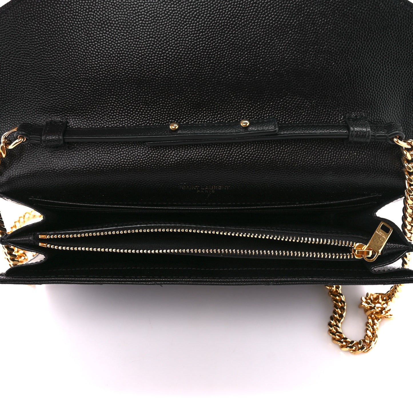 Grain De Poudre Matelasse Chevron Monogram Chain Wallet Black