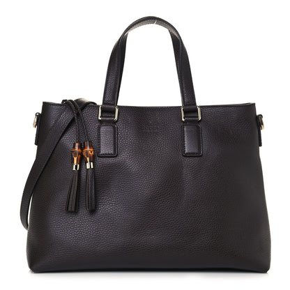 Gucci Calfskin Bamboo Tassel Top Handle Tote Dark Brown 1 of 13