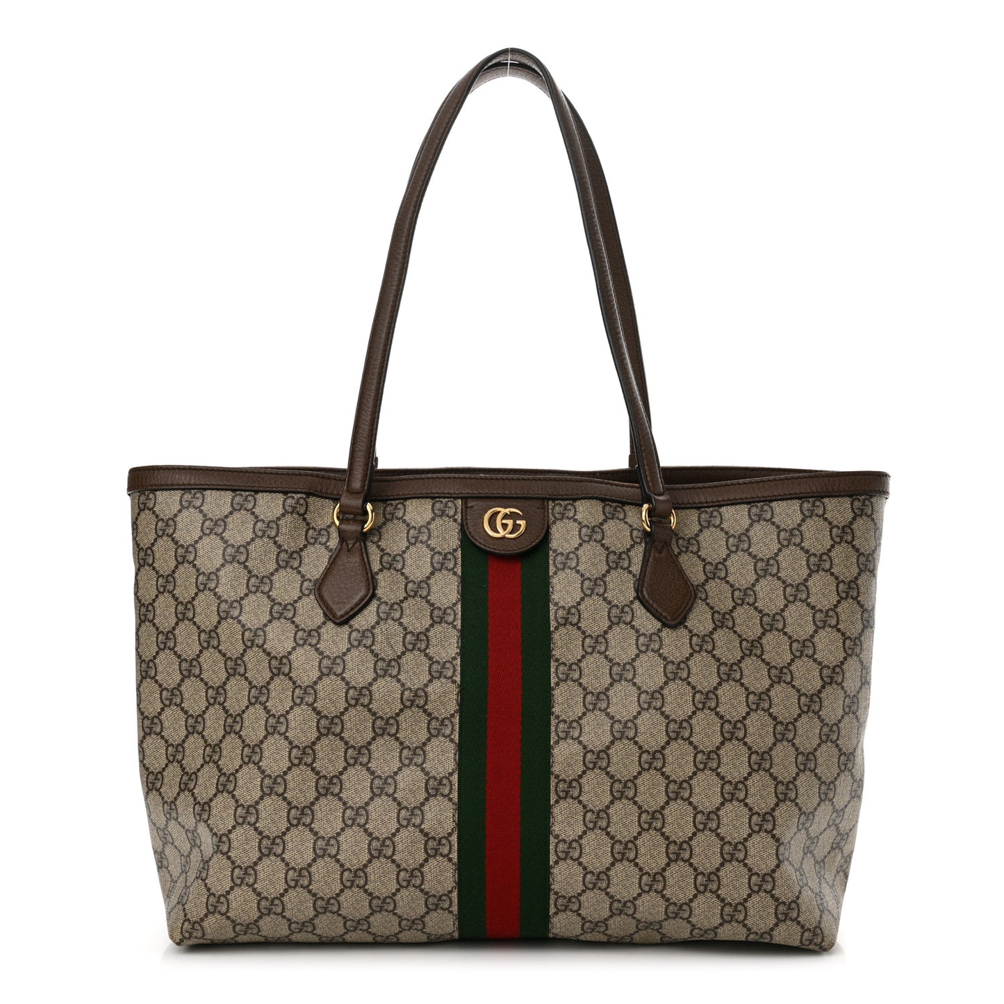 GG Supreme Monogram Medium Ophidia Shopping Tote Brown
