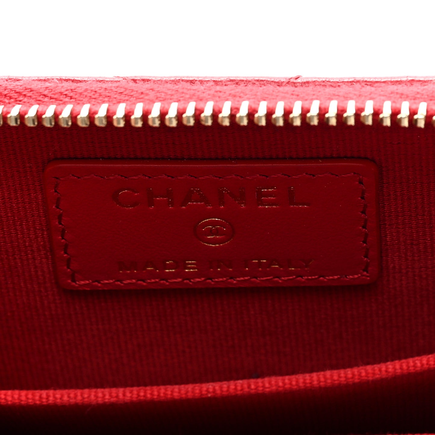 Lambskin Plexiglass Quilted Coco Love Zip Coin Purse Red