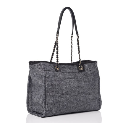 Chanel Woven Straw Raffia Small Deauville Tote Charcoal 4 of 10