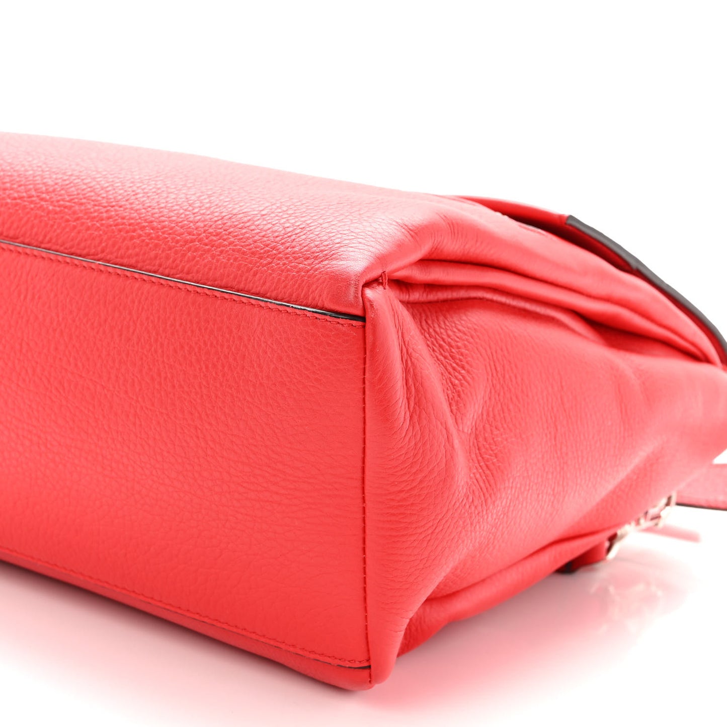 Waxy Grained Calfskin Mini Pandora Pure Flap Bag Medium Red