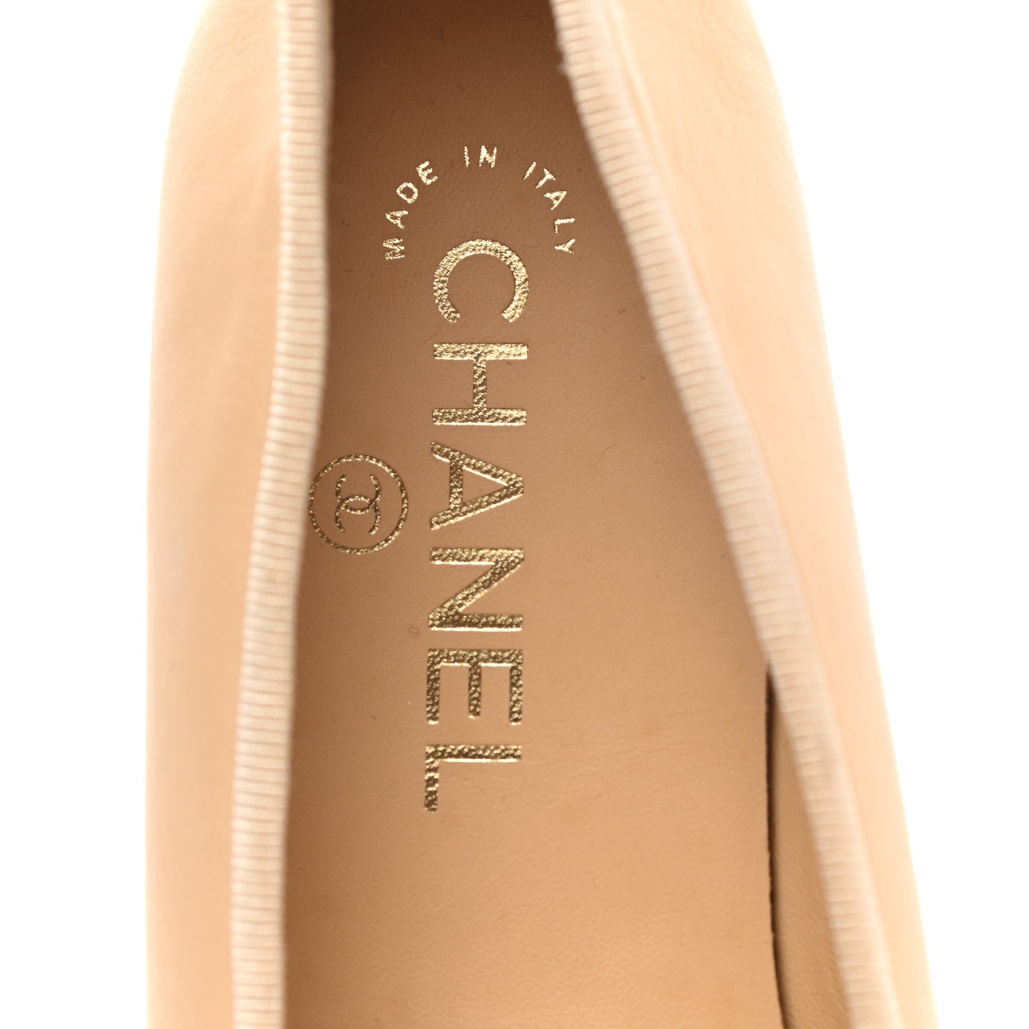 Lambskin Cap Toe CC Ballerina Flats 38 Beige Black