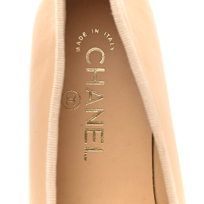 Chanel Lambskin Cap Toe CC Ballerina Flats 38 Beige Black 7 of 9