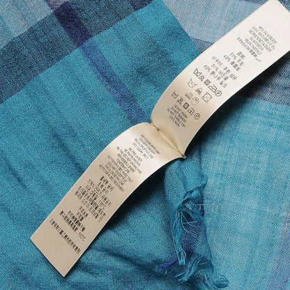 Burberry Wool Silk House Check Lightweight Scarf Blue 6 of 7
