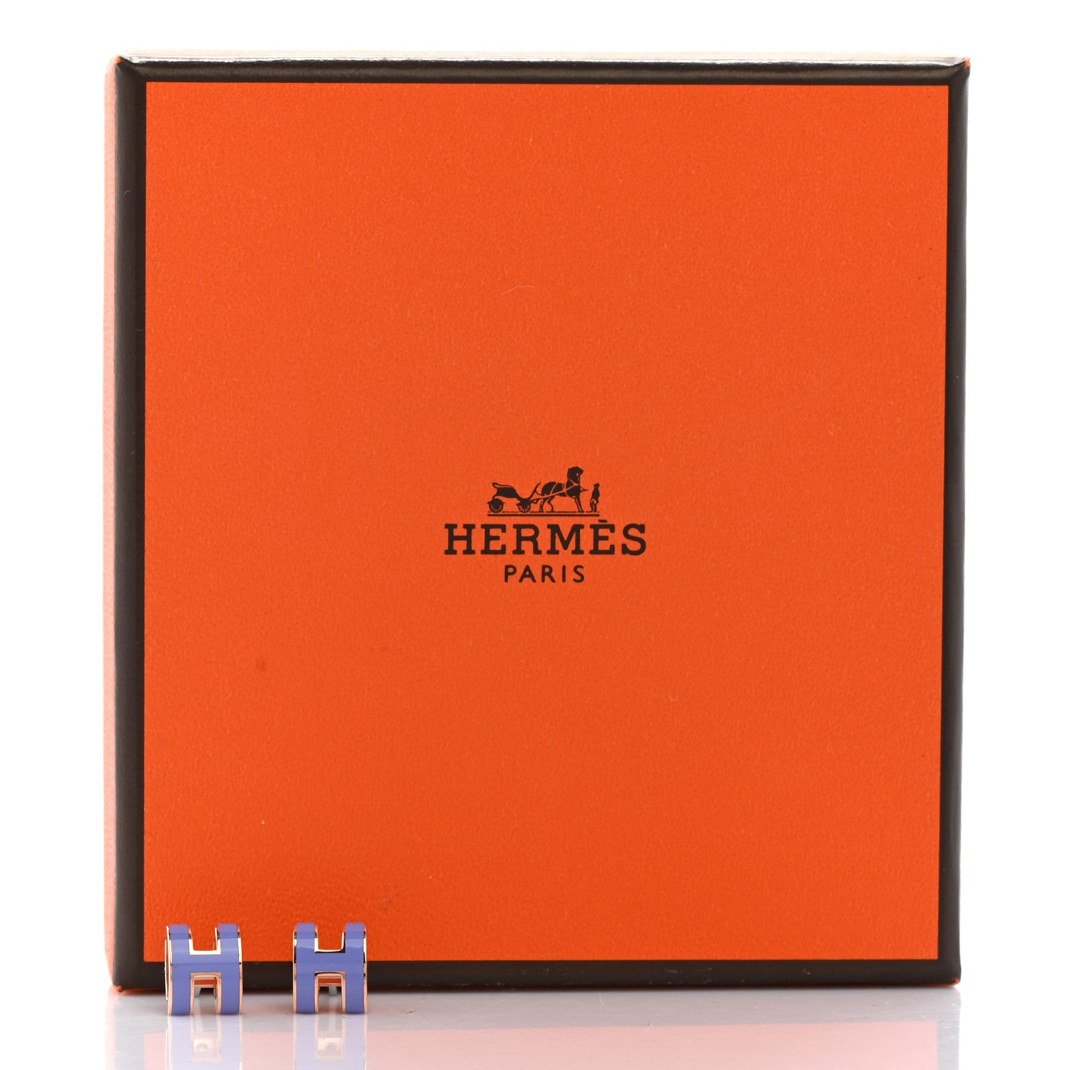 Hermes Rose Gold Lacquered Mini Pop H Earrings Lilac 7 of 7