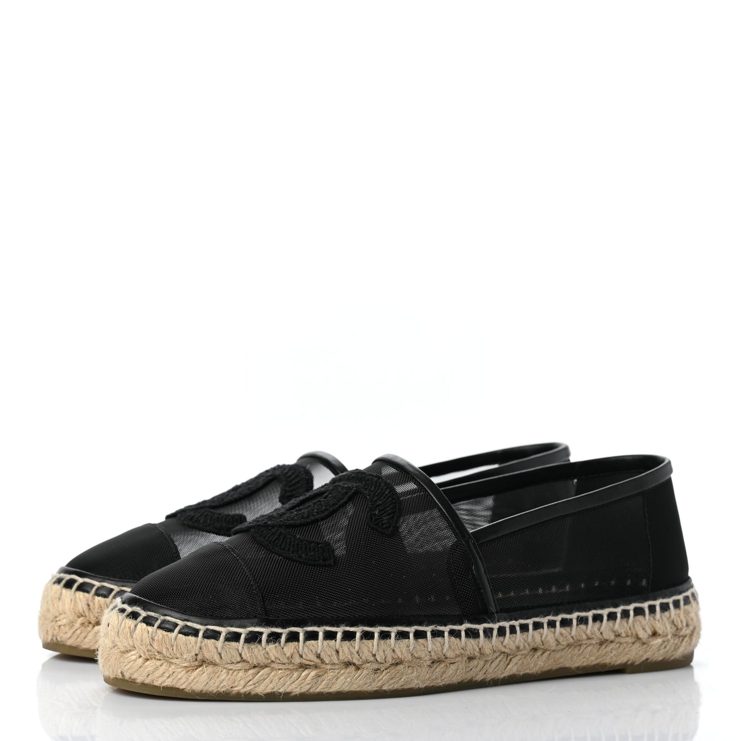 Mesh Grosgrain CC Espadrilles 36 Black