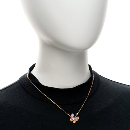 Van Cleef & Arpels 18K Rose Gold Diamond Pink Sapphire Two Butterfly Pendant Necklace 2 of 5
