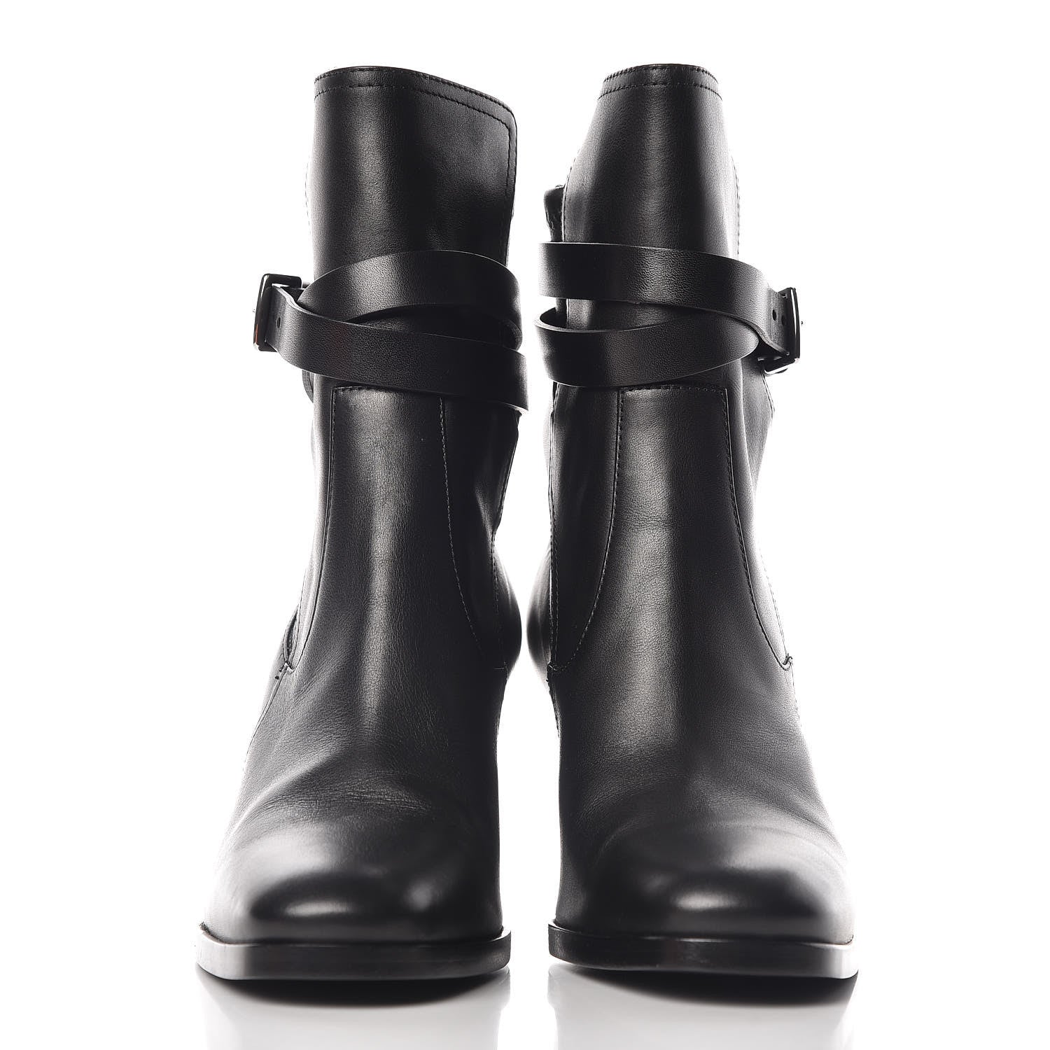 Hermes Calfskin Stretch Nappa Womens Songe 70 Low Boots 37 Black 2 of 8