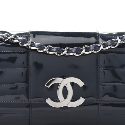 Chanel Patent Horizontal Quilted Medium Single Flap Dark Navy Blue 11 of 11