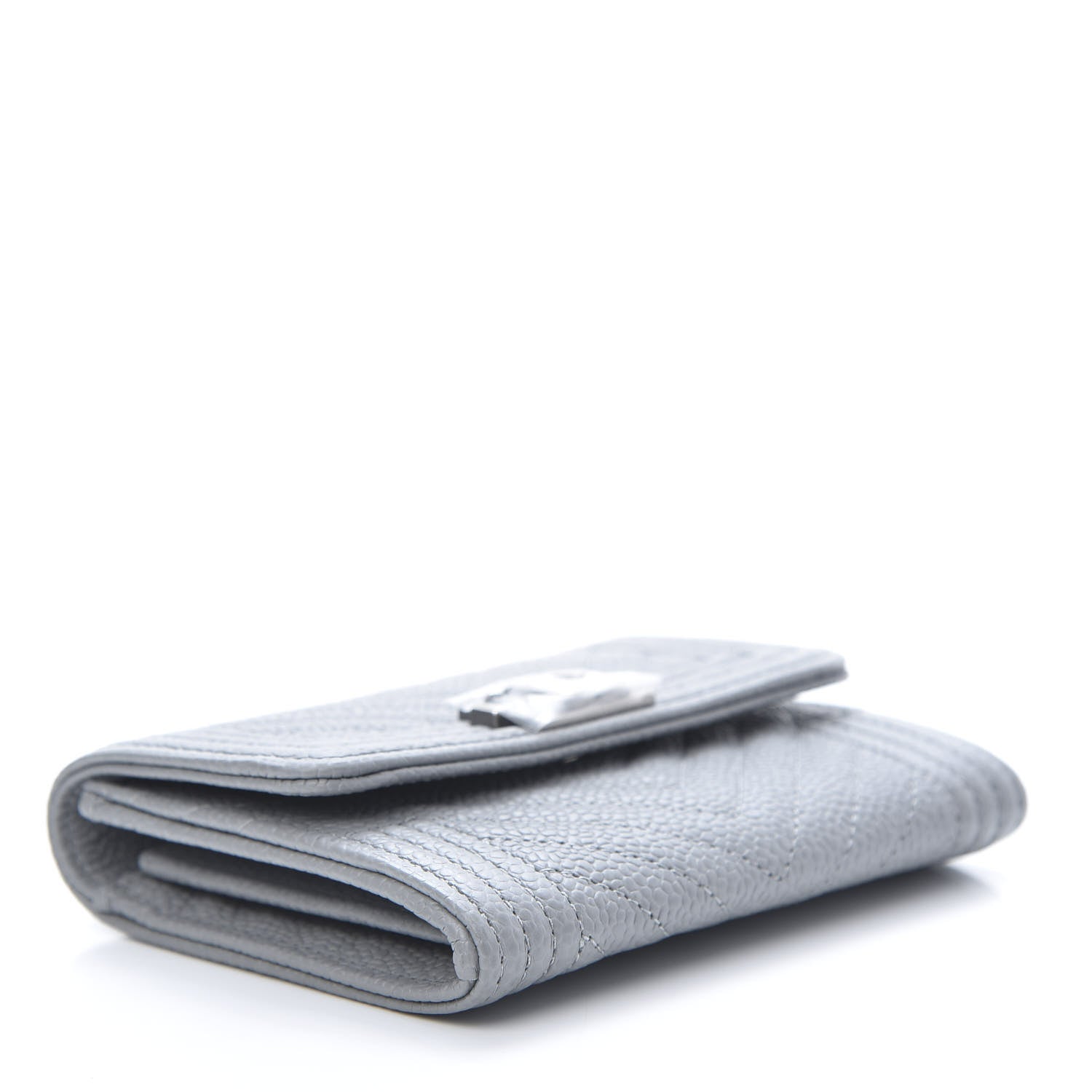 Chanel Caviar Chevron Quilted Boy Flap Card Holder Grey 4 of 9